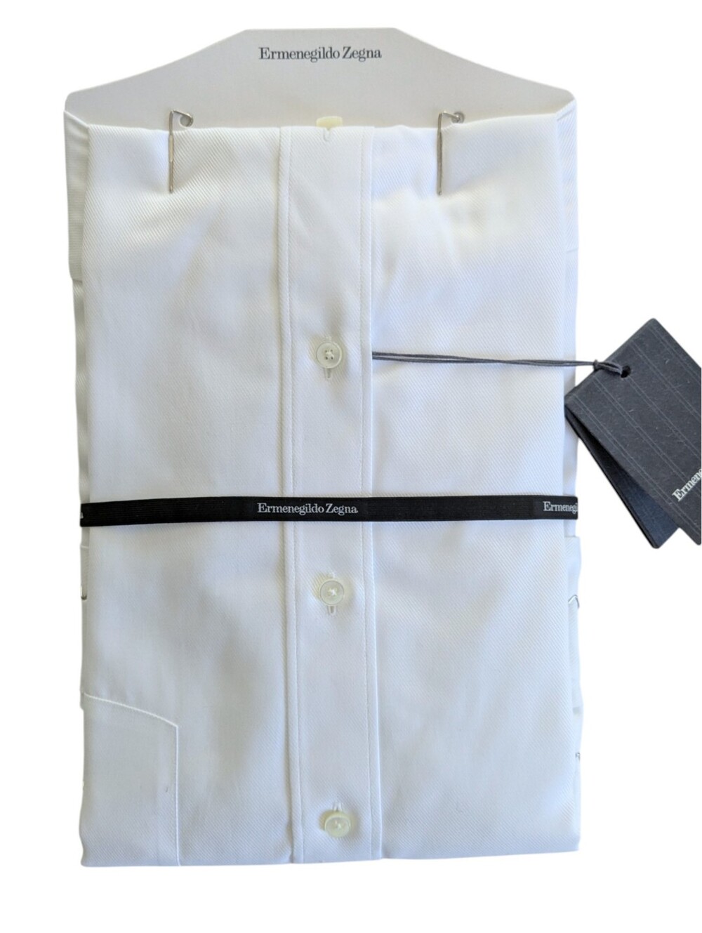 Ermenegildo Zegna White Textured Dress Shirt French Cuffs Size 17 - Picture 2 of 6